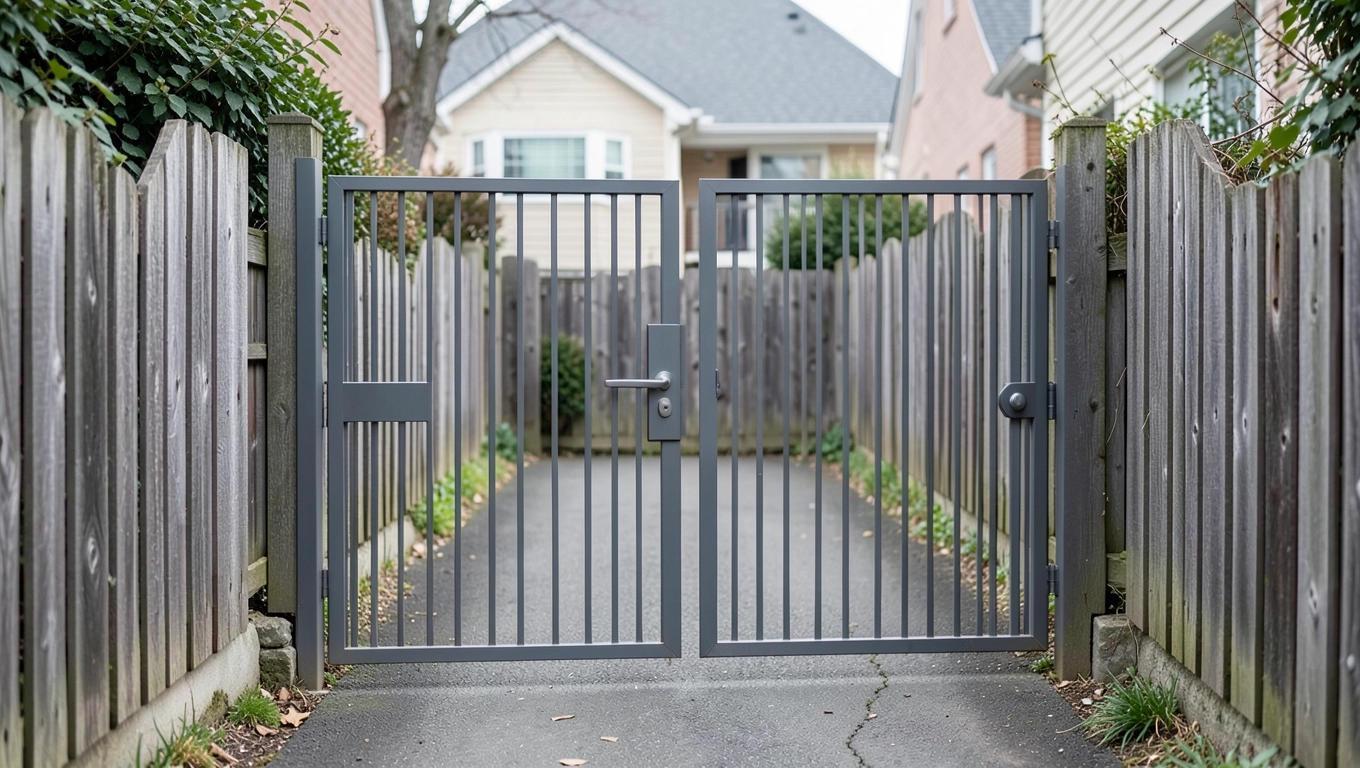 furtka w bramie dwuskrzydłowej