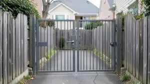 furtka w bramie dwuskrzydłowej